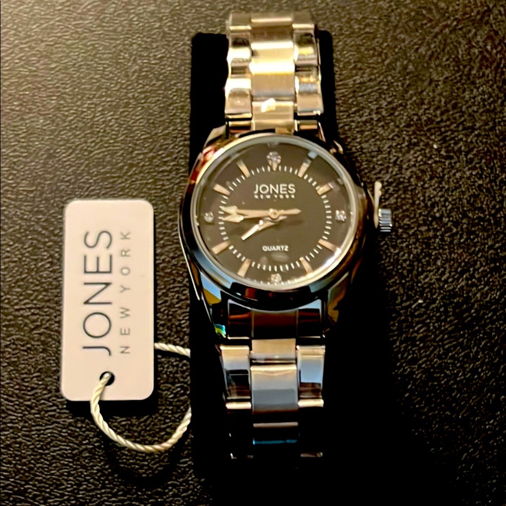 Jones New York Silver and Black Quartz Watch